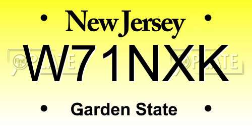 W71NXK New Jersey License Plate