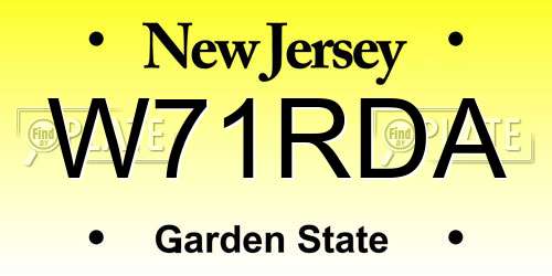 W71RDA New Jersey License Plate
