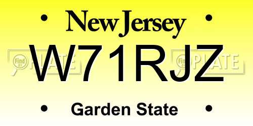 W71RJZ New Jersey License Plate
