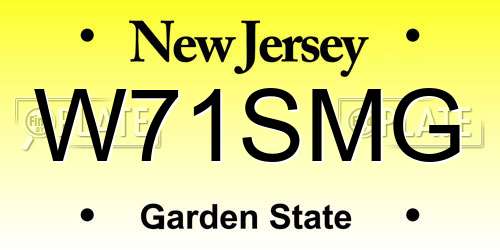 W71SMG New Jersey License Plate