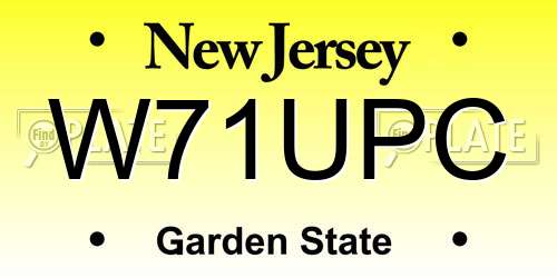 W71UPC New Jersey License Plate
