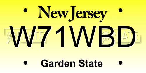 W71WBD New Jersey License Plate