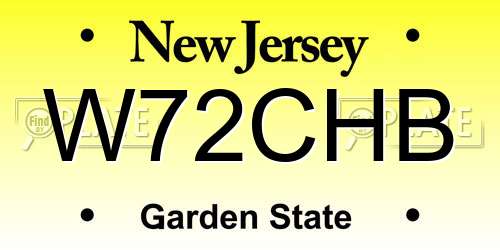 W72CHB New Jersey License Plate
