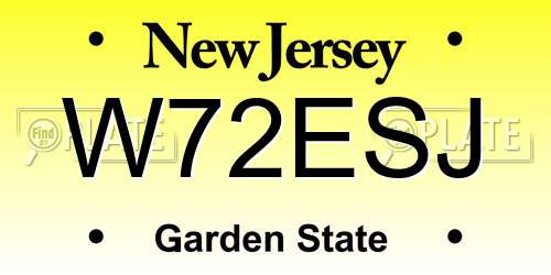 W72ESJ New Jersey License Plate