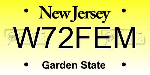 W72FEM New Jersey License Plate