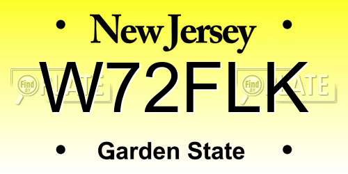 W72FLK New Jersey License Plate