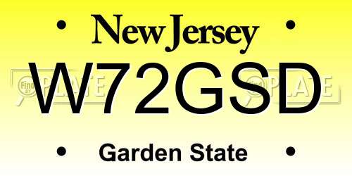 W72GSD New Jersey License Plate