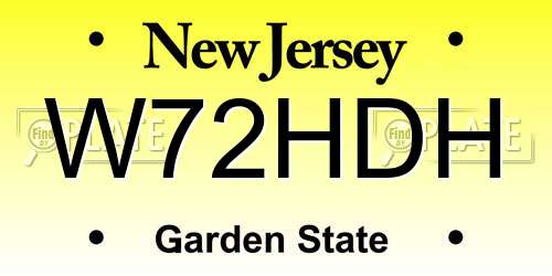W72HDH New Jersey License Plate