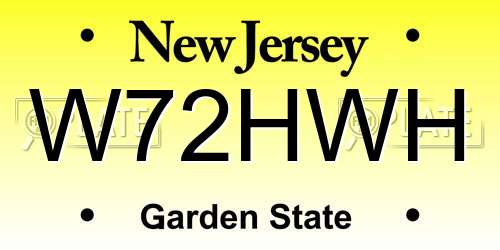 W72HWH New Jersey License Plate