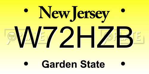 W72HZB New Jersey License Plate