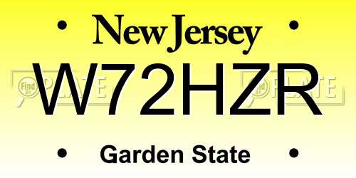 W72HZR New Jersey License Plate