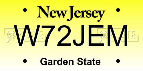 W72JEM New Jersey License Plate