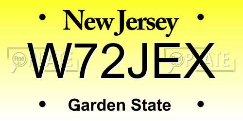 W72JEX New Jersey License Plate