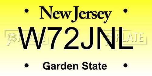W72JNL New Jersey License Plate