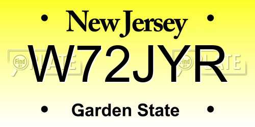 W72JYR New Jersey License Plate