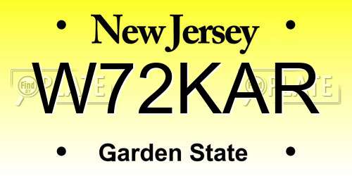W72KAR New Jersey License Plate