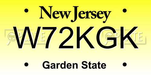 W72KGK New Jersey License Plate