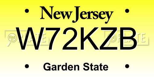 W72KZB New Jersey License Plate
