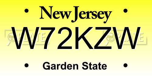 W72KZW New Jersey License Plate