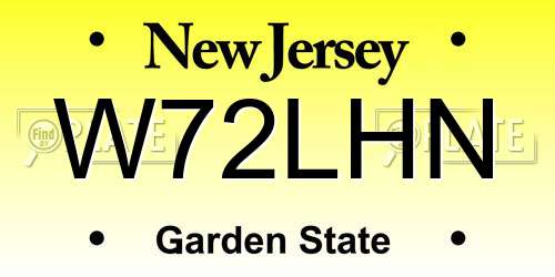 W72LHN New Jersey License Plate