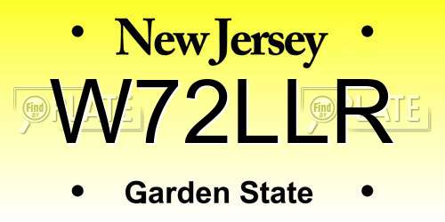W72LLR New Jersey License Plate