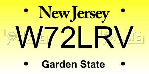 W72LRV New Jersey License Plate