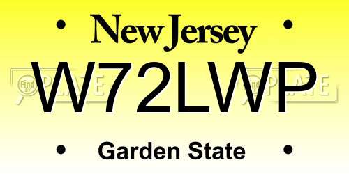 W72LWP New Jersey License Plate