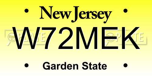 W72MEK New Jersey License Plate