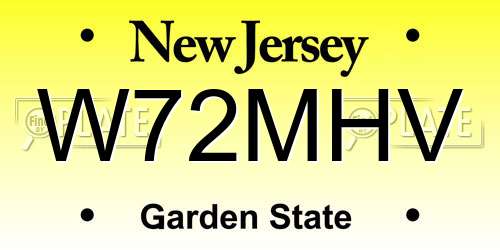 W72MHV New Jersey License Plate