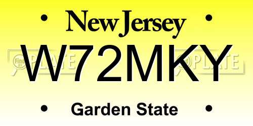 W72MKY New Jersey License Plate