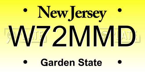 W72MMD New Jersey License Plate