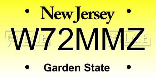 W72MMZ New Jersey License Plate