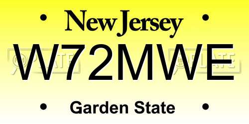 W72MWE New Jersey License Plate