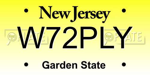 W72PLY New Jersey License Plate