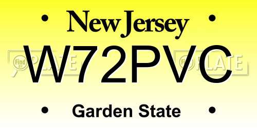 W72PVC New Jersey License Plate