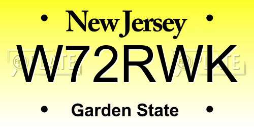W72RWK New Jersey License Plate