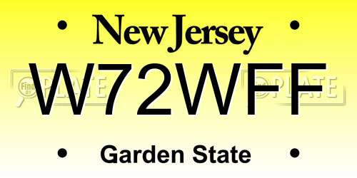 W72WFF New Jersey License Plate