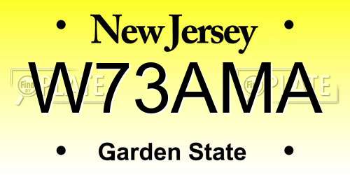 W73AMA New Jersey License Plate