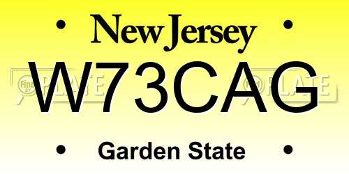 W73CAG New Jersey License Plate