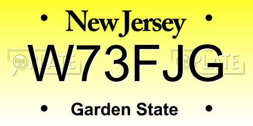 W73FJG New Jersey License Plate