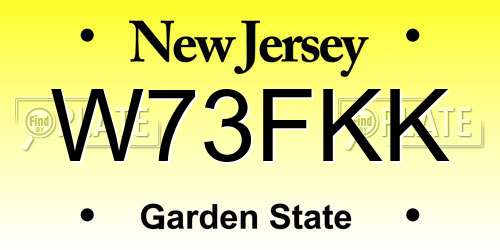W73FKK New Jersey License Plate