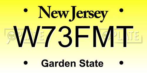 W73FMT New Jersey License Plate