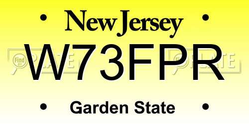 W73FPR New Jersey License Plate