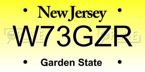W73GZR New Jersey License Plate