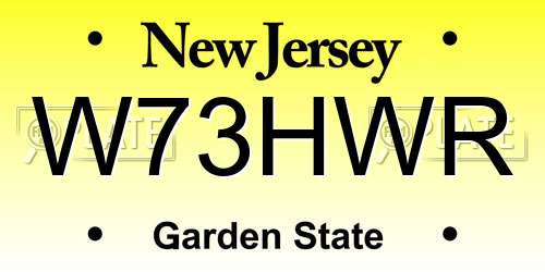 W73HWR New Jersey License Plate