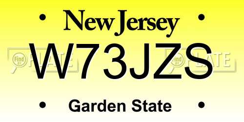 W73JZS New Jersey License Plate