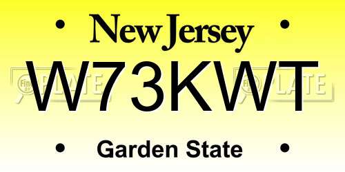 W73KWT New Jersey License Plate