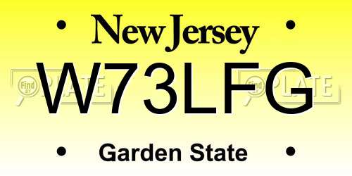 W73LFG New Jersey License Plate