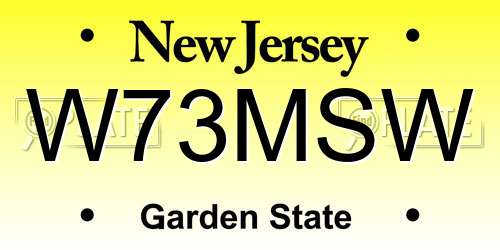 W73MSW New Jersey License Plate