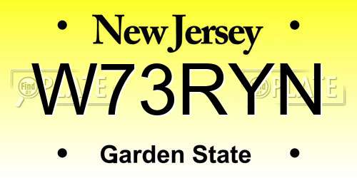 W73RYN New Jersey License Plate